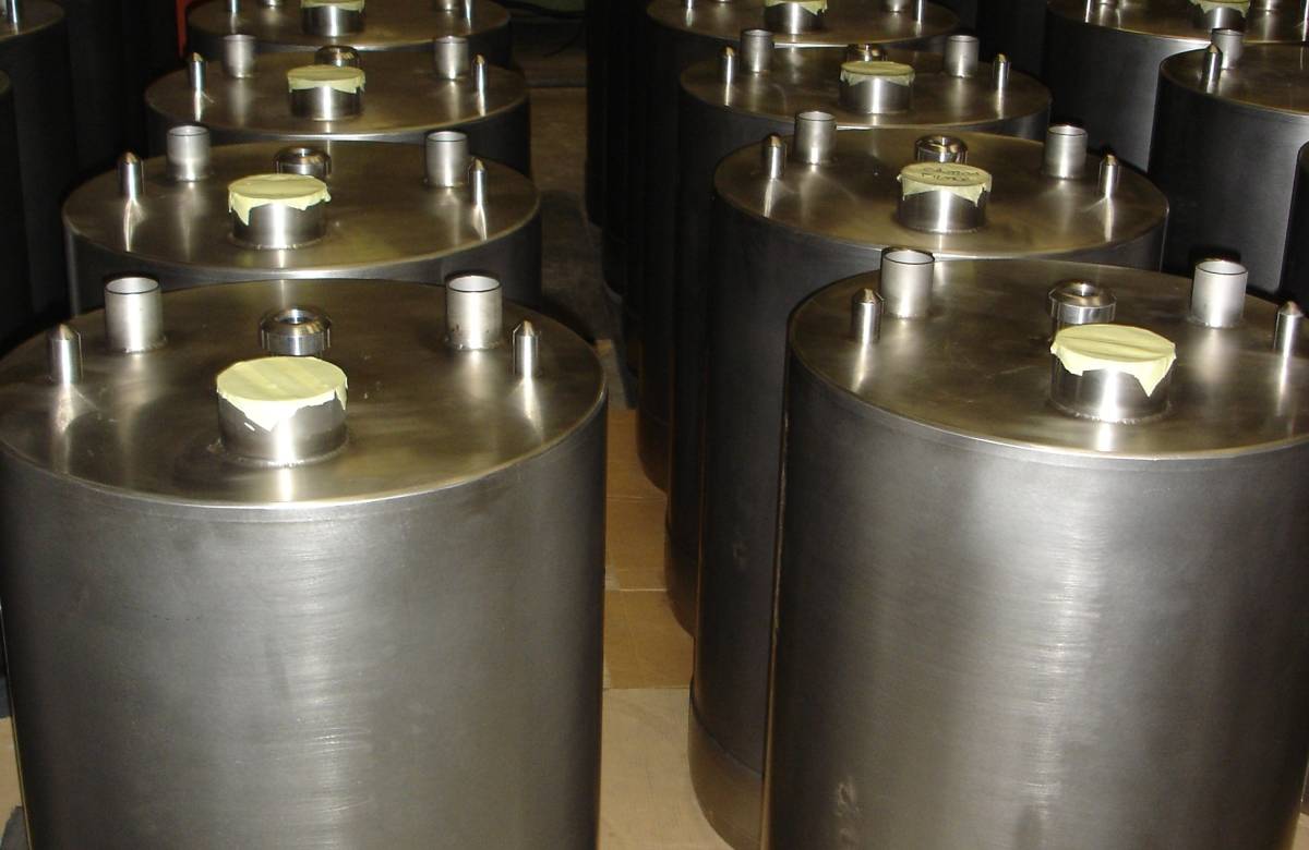 rows of bespoke steel drums manufactured and fabricated by JGC Engineering