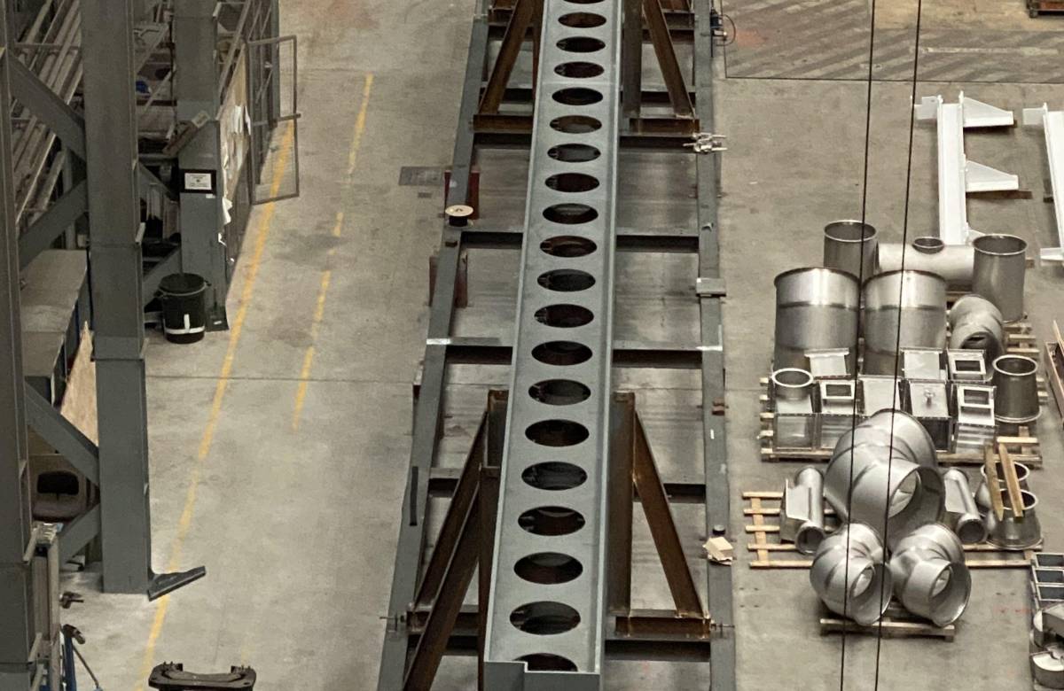 Inside JGC Engineering's facilities where they are manufacturing shielding doors and systems with components organised