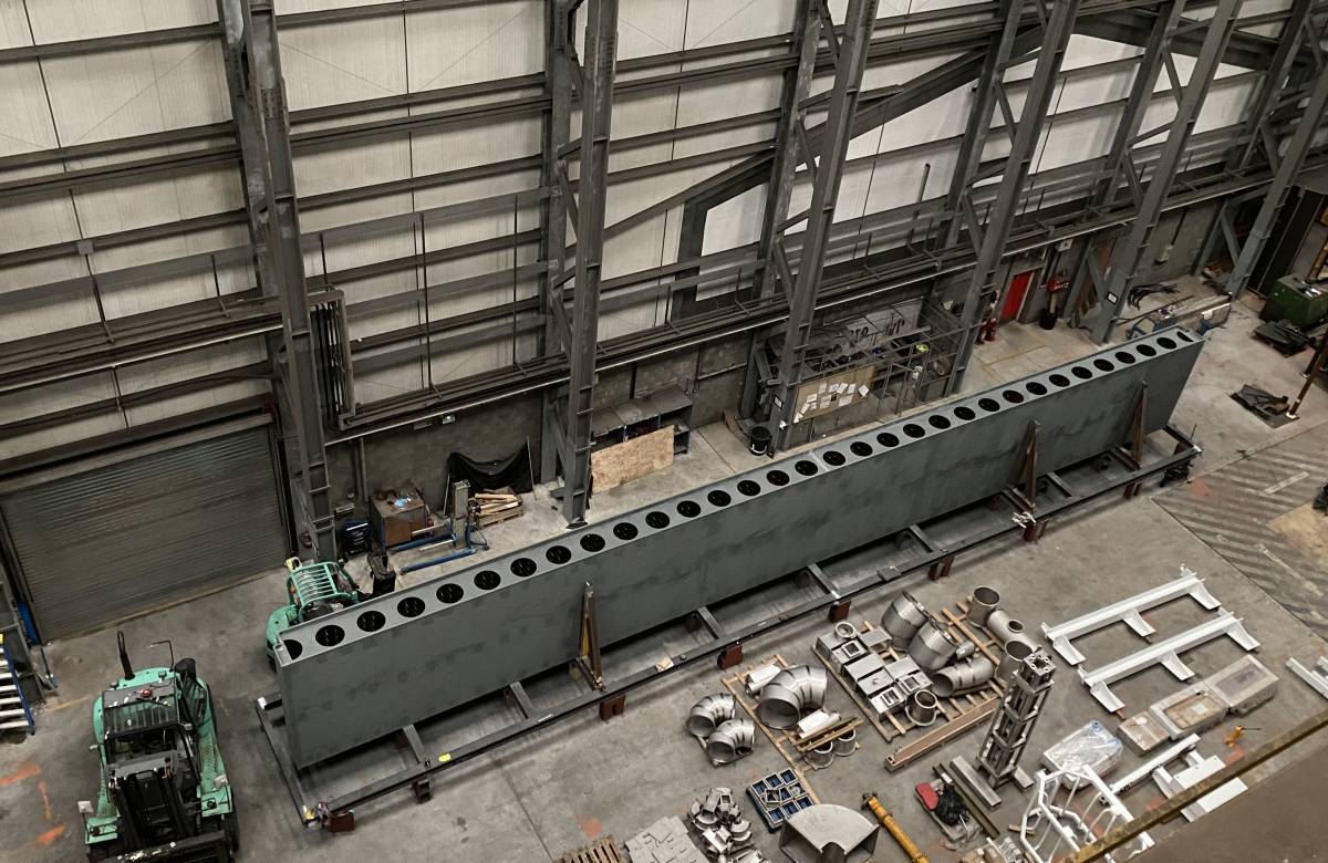 Inside JGC Engineering's facilities where they are manufacturing shielding doors and systems with components organised