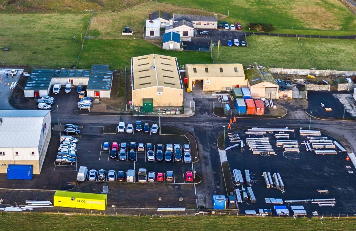 aerial shot of Janetstown site JGC Engineering where we carry out manufacturing, machining and more steel and metal fabrication processes